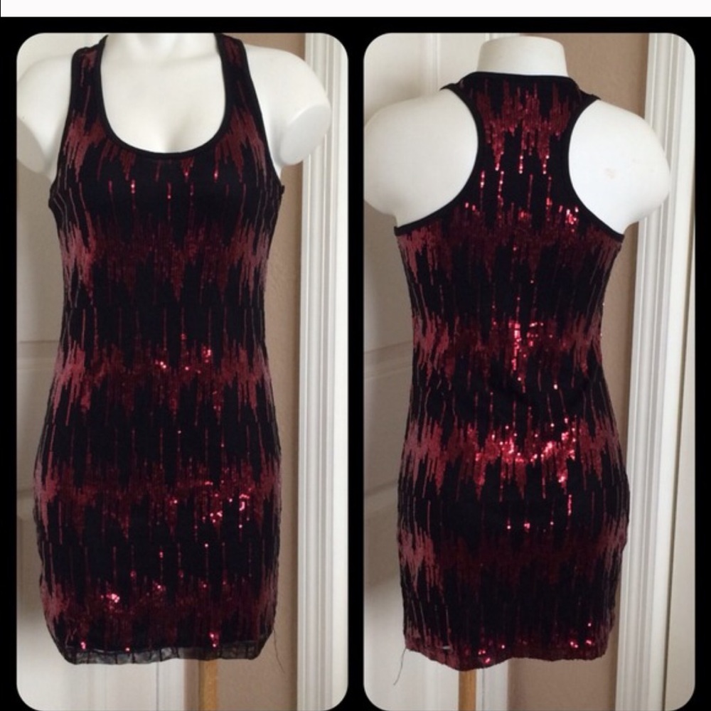 Red & Black Sequin Dress